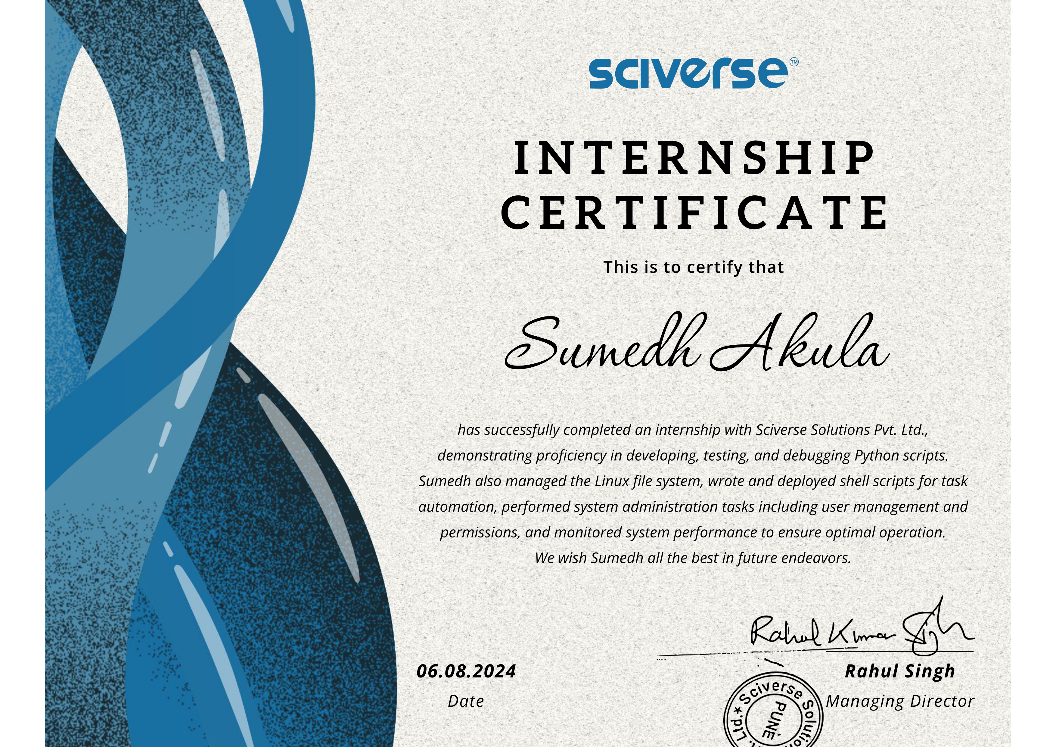 Internship Certificate
