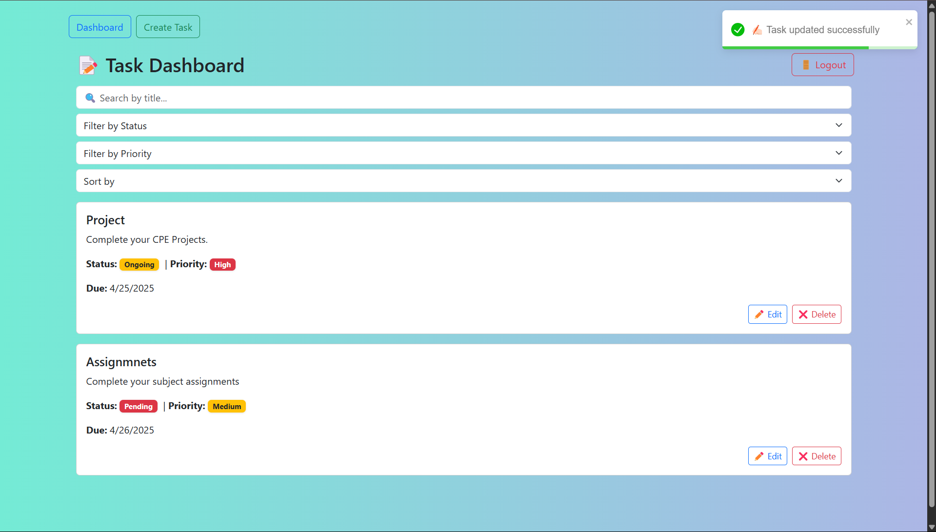 Project 1 Screenshot